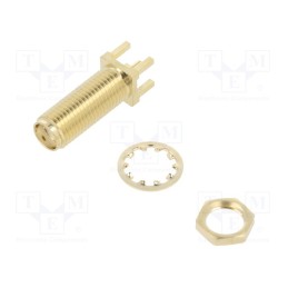 1 pcs x ADAM TECH - RF2-152-T-00-50-G-HDW - Socket, SMA, female, straight, THT, for panel mounting, PTFE