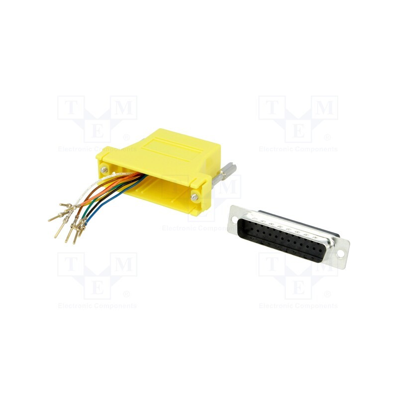 1 pcs x MH CONNECTORS - DA25-PMJ8-Y-K - Transition: adapter, D-Sub 25pin male,RJ45 socket, yellow