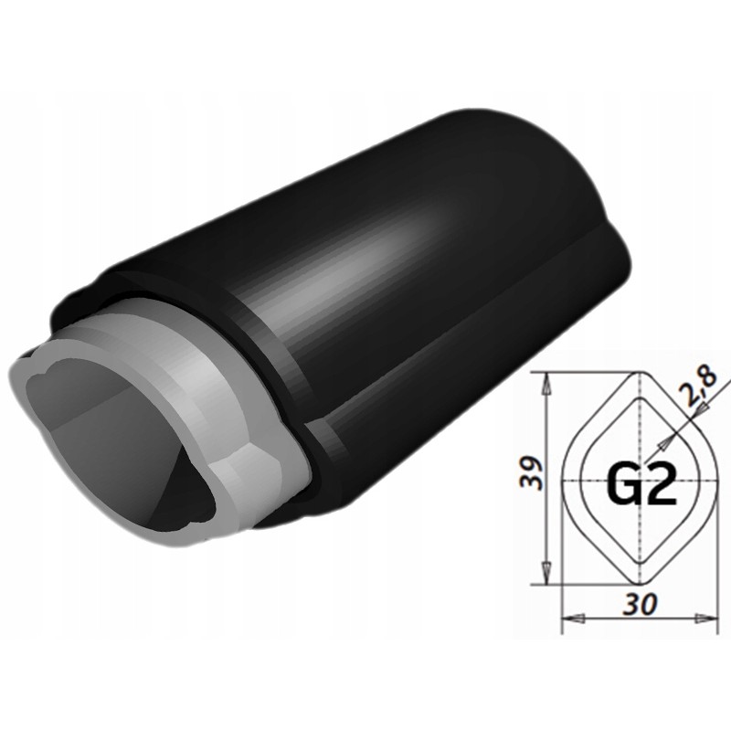 Profiled PTO shaft pipe, lemon, 30x39 g2, 50 cm