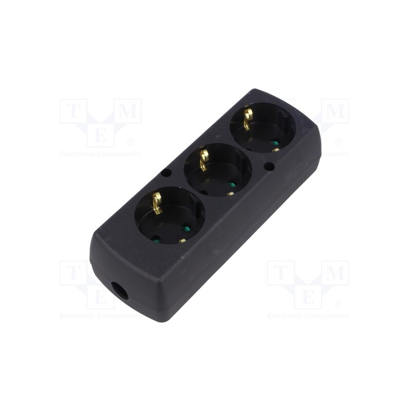 1 pcs x JONEX - 5907570007185 - Connector: AC supply, female, splitter, 2P+PE, 250VAC, 16A, black