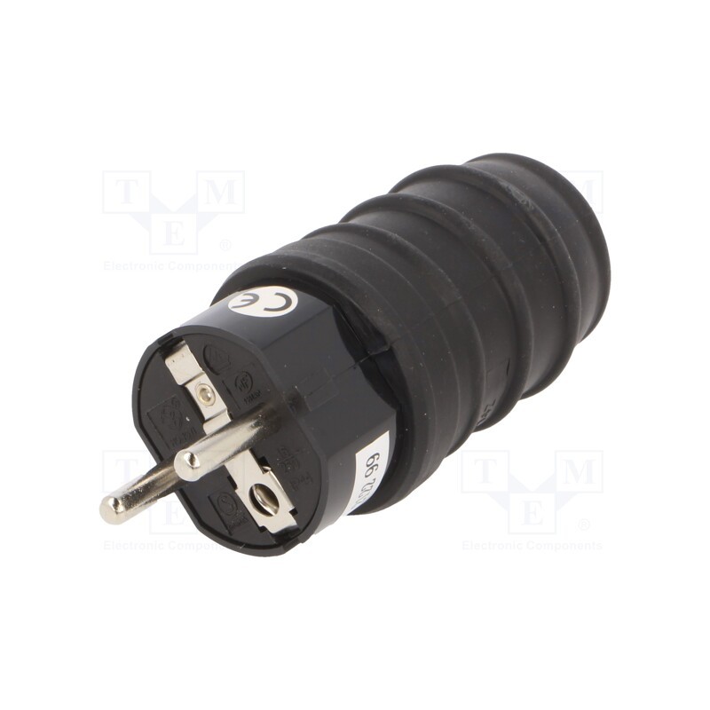 1 pcs x PAWBOL - D.3158 - Connector: AC supply, male, plug, 2P+PE, 250VAC, 16A, black, PIN: 3