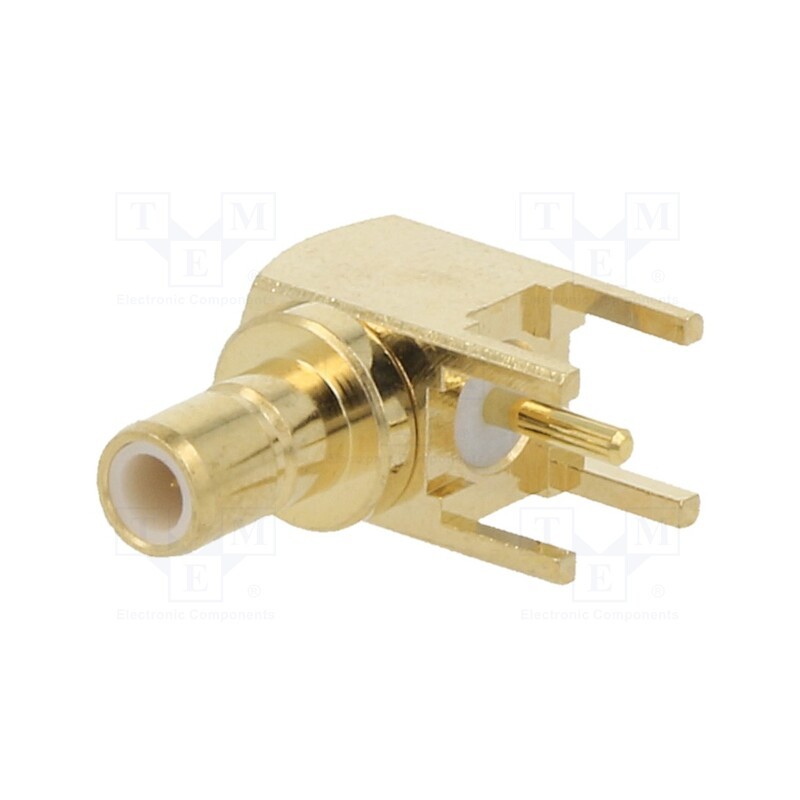 1 pcs x ADAM TECH - RF3-06-T-00-50-G - Socket, SMB, female, angled 90°, THT, on PCBs, PTFE, gold-plated