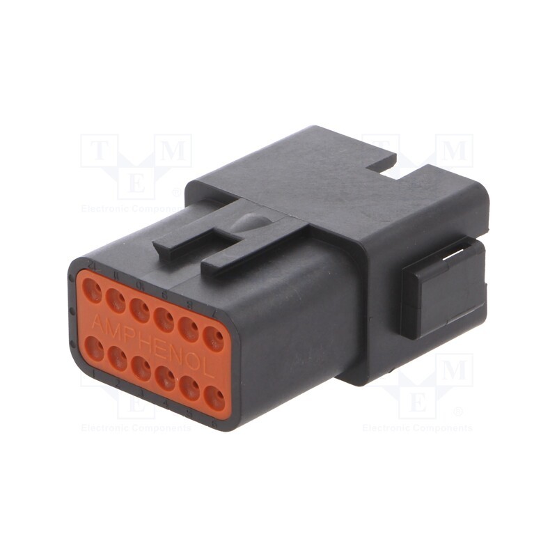 1 pcs x AMPHENOL - AT04-12PB - Connector: wire-wire, AT, male, plug, for cable, PIN: 12, black, IP67
