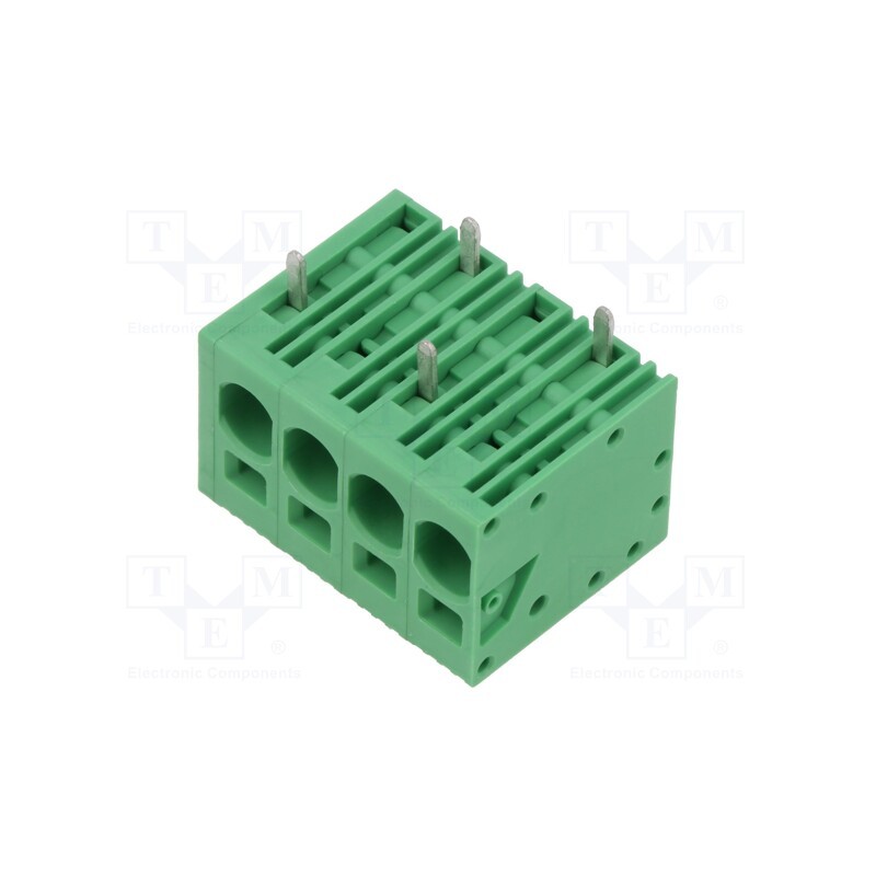 1 pcs x ADAM TECH - EB167A-04-M - PCB terminal block, Contacts ph: 7.5mm, ways: 4, angled 90°, green