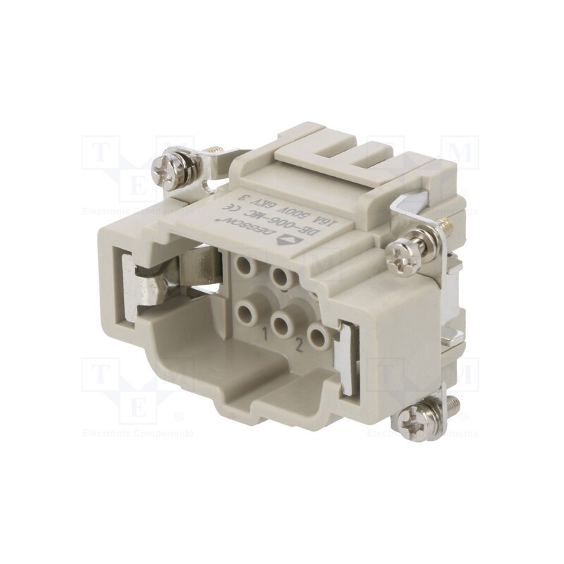 1 pcs x DEGSON ELECTRONICS - DE-006-MC - Connector: HDC, contact insert, male, DE, PIN: 6, 6+PE, size D6B
