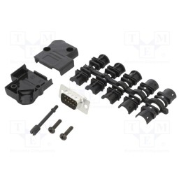 1 pcs x Amphenol Communications Solutions - L17D45PK-P-09+L717SDE09P - D-Sub, PIN: 9, male, angled 45°, soldering, for cable, go