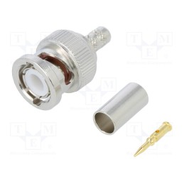 1 pcs x AMPHENOL RF - 112116 - Plug, BNC, male, straight, 50Ω, crimped, for cable, POM, gold-plated