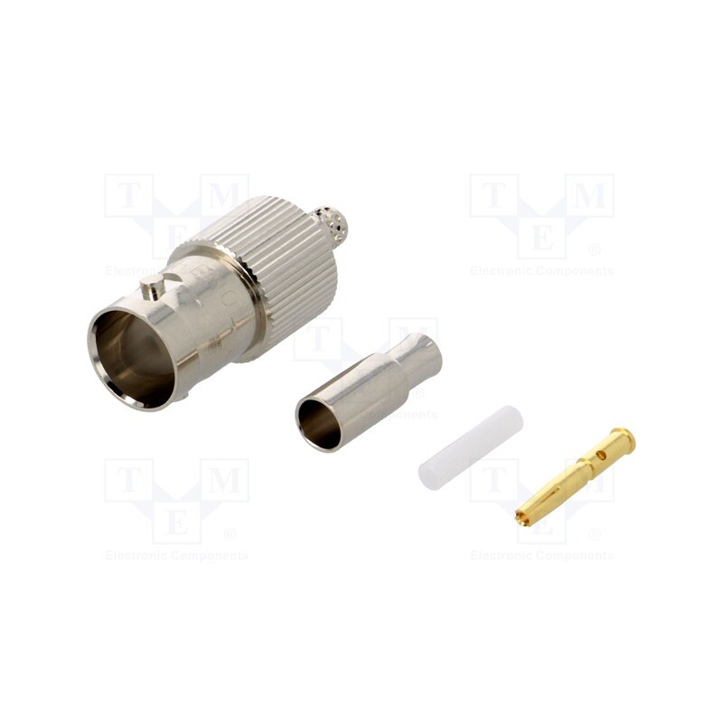 1 pcs x AMPHENOL RF - B6121E1-ND3G-6-75 - Plug, BNC, female, straight, 75Ω, crimped, for cable, POM
