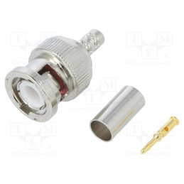 1 pcs x AMPHENOL RF - 112514 - Plug, BNC, male, straight, 50Ω, crimped, for cable, POM, gold-plated