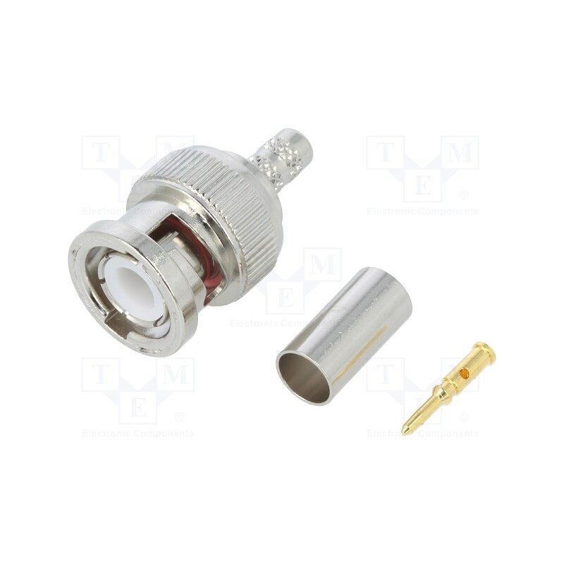 1 pcs x AMPHENOL RF - 112514 - Plug, BNC, male, straight, 50Ω, crimped, for cable, POM, gold-plated