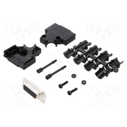 1 pcs x MH CONNECTORS - MHD45PPK15DB15SK - D-Sub, PIN: 15, plug, female, angled 45°, soldering, for cable