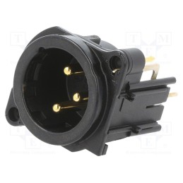 1 pcs x NEUTRIK - NC3MBV-B - Socket, XLR, male, PIN: 3, angled 90°, THT, silver, 6A, 19.8x19.8mm