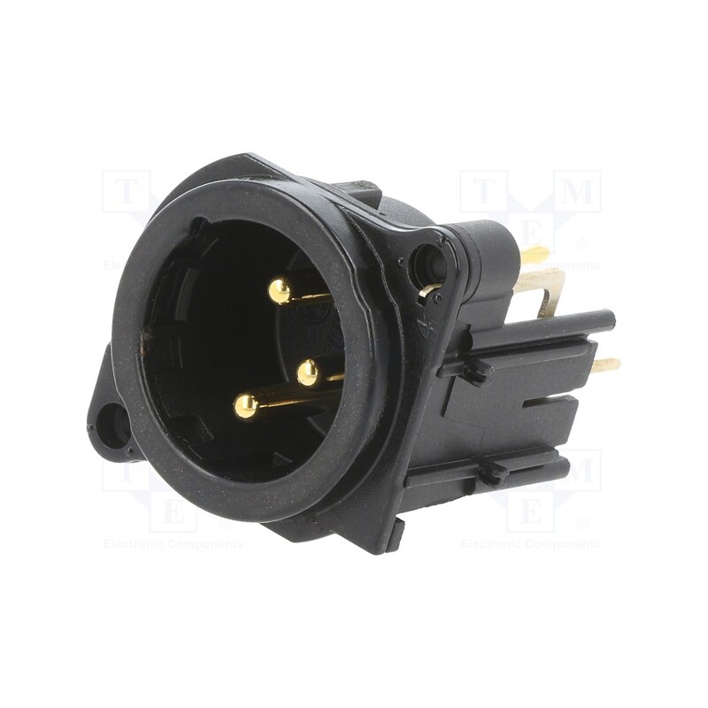 1 pcs x NEUTRIK - NC3MBV-B - Socket, XLR, male, PIN: 3, angled 90°, THT, silver, 6A, 19.8x19.8mm