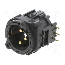 1 pcs x NEUTRIK - NC3MBH-B - Socket, XLR, male, PIN: 3, angled 90°, THT, silver, 6A, 19.8x19.8mm