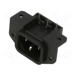 1 pcs x BULGIN - PX0580/PC/12132 - Connector: AC supply, socket, male, 10A, 250VAC, C14 (E), THT