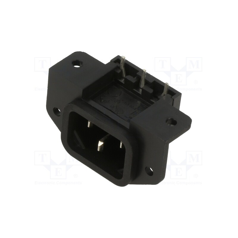 1 pcs x BULGIN - PX0580/PC/12132 - Connector: AC supply, socket, male, 10A, 250VAC, C14 (E), THT