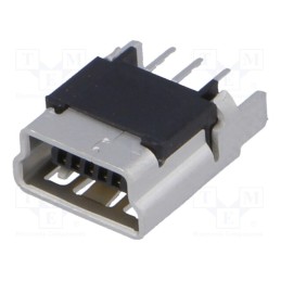 1 pcs x MOLEX - 5000751517 - Socket, USB B mini, on PCBs, THT, PIN: 5, straight