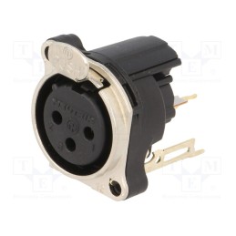 1 pcs x NEUTRIK - NC3FBV2 - Socket, XLR, female, PIN: 3, straight, with push button, THT, silver