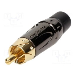 1 pcs x AMPHENOL - ACPL-CBK - Plug, RCA, male, short, straight, soldering, black, gold-plated