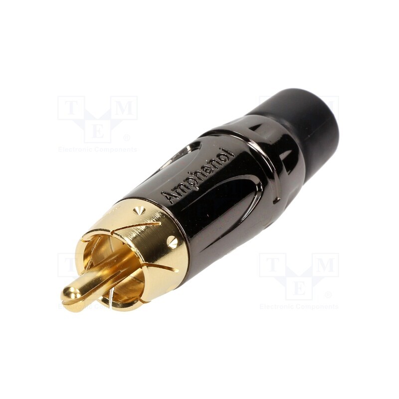 1 pcs x AMPHENOL - ACPL-CBK - Plug, RCA, male, short, straight, soldering, black, gold-plated