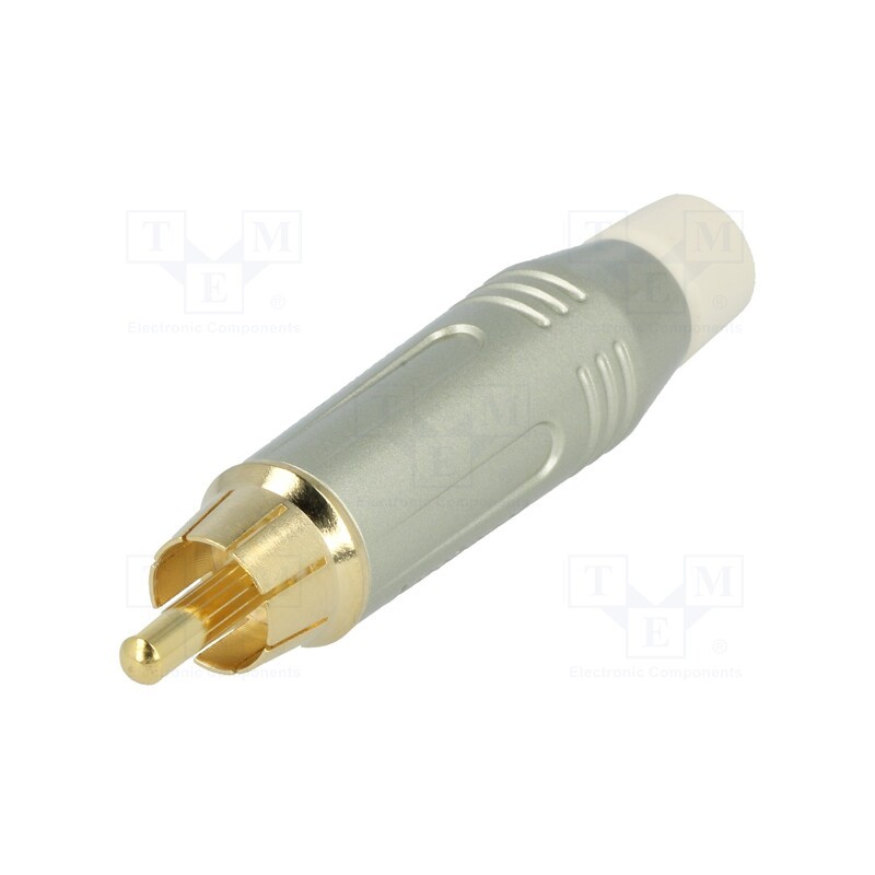 1 pcs x AMPHENOL - ACPR-SWH - Plug, RCA, male, straight, soldering, grey, gold-plated, for cable