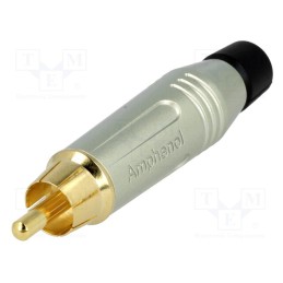 1 pcs x AMPHENOL - ACPR-SBK - Plug, RCA, male, straight, soldering, grey, gold-plated, for cable