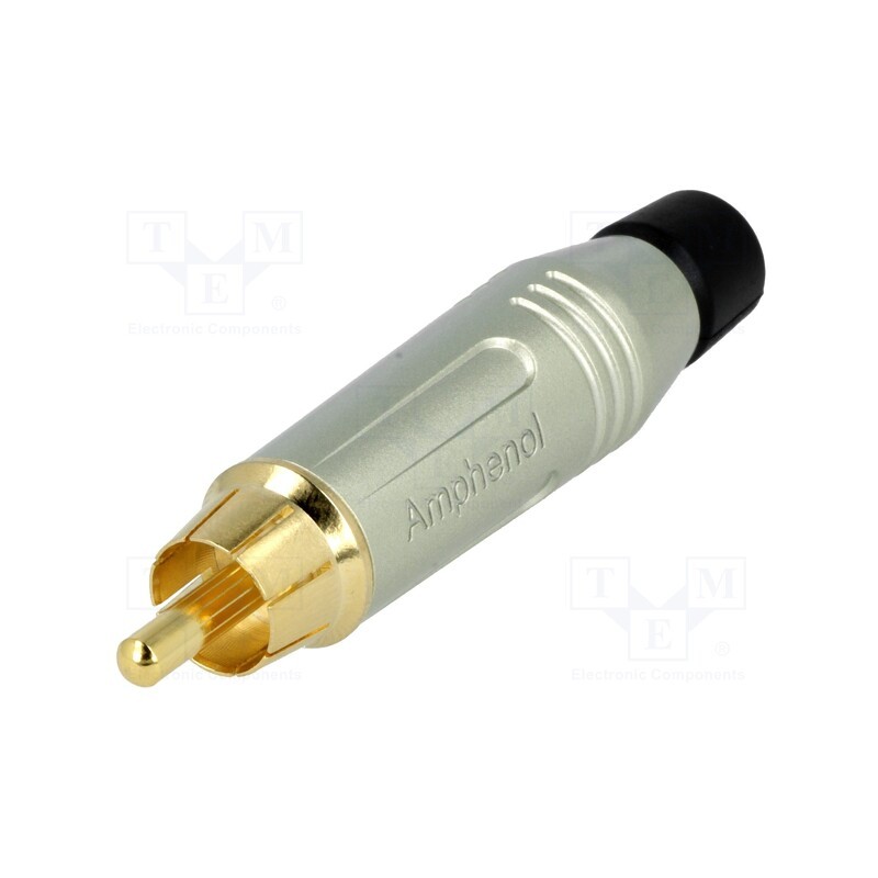 1 pcs x AMPHENOL - ACPR-SBK - Plug, RCA, male, straight, soldering, grey, gold-plated, for cable