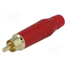 1 pcs x AMPHENOL - ACPR-RED - Plug, RCA, male, straight, soldering, red, gold-plated, for cable