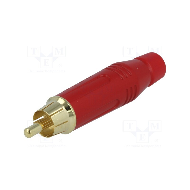 1 pcs x AMPHENOL - ACPR-RED - Plug, RCA, male, straight, soldering, red, gold-plated, for cable