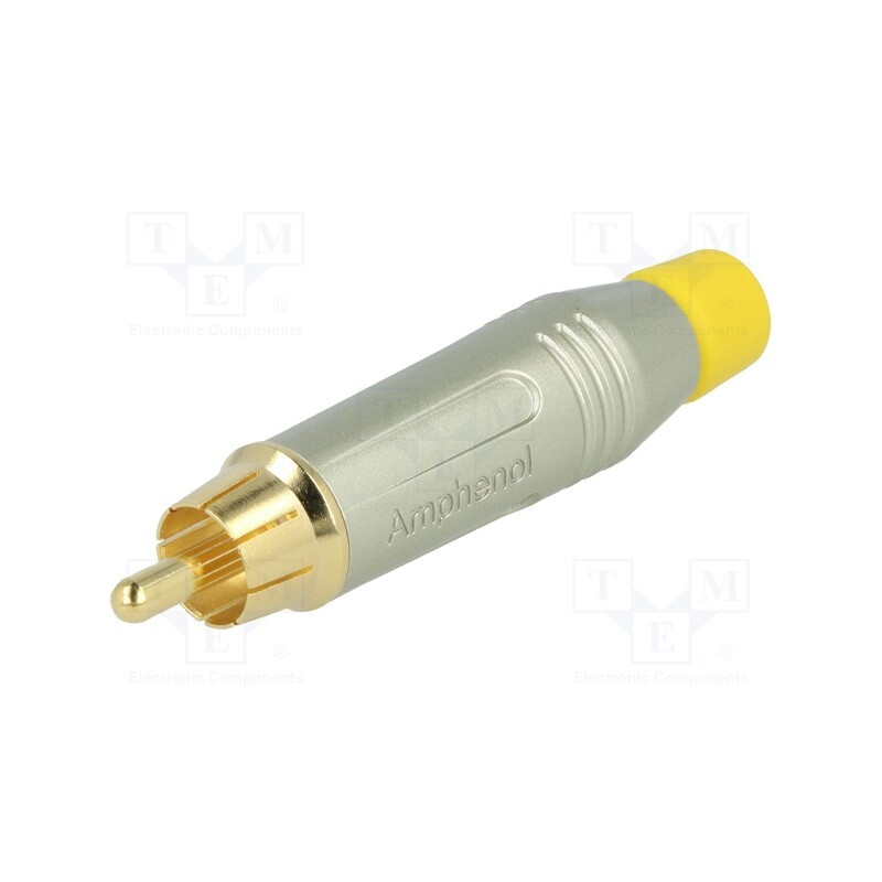 1 pcs x AMPHENOL - ACPR-SYL - Plug, RCA, male, straight, soldering, grey, gold-plated, for cable