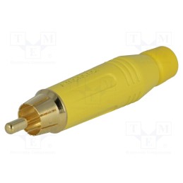 1 pcs x AMPHENOL - ACPR-YEL - Plug, RCA, male, straight, soldering, yellow, gold-plated, 3÷7mm
