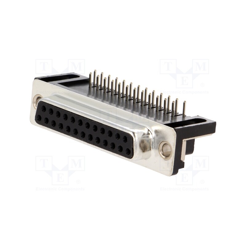 1 pcs x MH CONNECTORS - MHDD25F-T-B-SRBM - D-Sub, PIN: 25, socket, female, on PCBs, angled 90°, THT, 3A, 250V