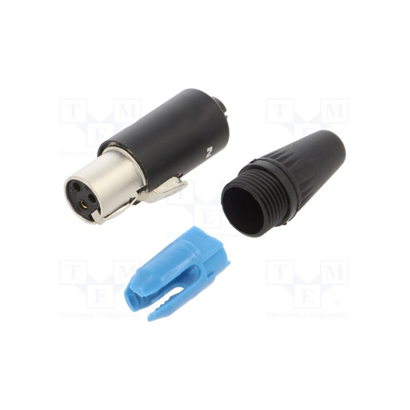 1 pcs x REAN - RT3FC-B - Plug, XLR mini, female, PIN: 3, straight, for cable, soldering, 500V