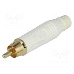 1 pcs x AMPHENOL - ACPR-WHT - Plug, RCA, male, straight, soldering, white, gold-plated, for cable