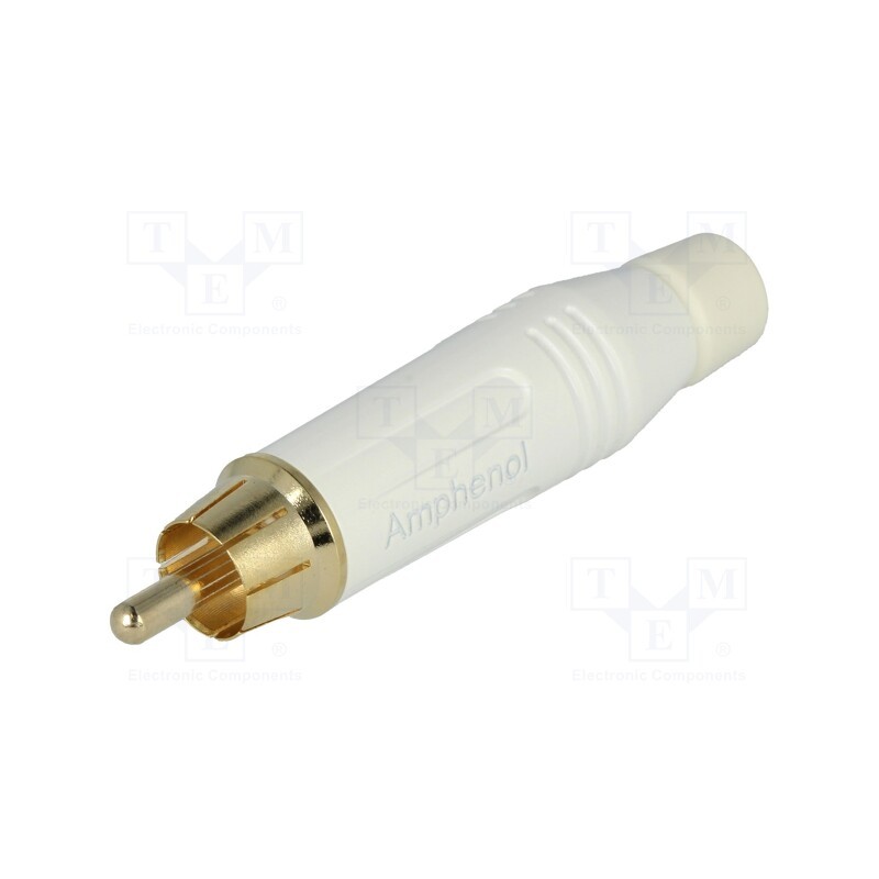 1 pcs x AMPHENOL - ACPR-WHT - Plug, RCA, male, straight, soldering, white, gold-plated, for cable