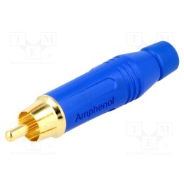 1 pcs x AMPHENOL - ACPR-BLU - Plug, RCA, male, straight, soldering, blue, gold-plated, for cable
