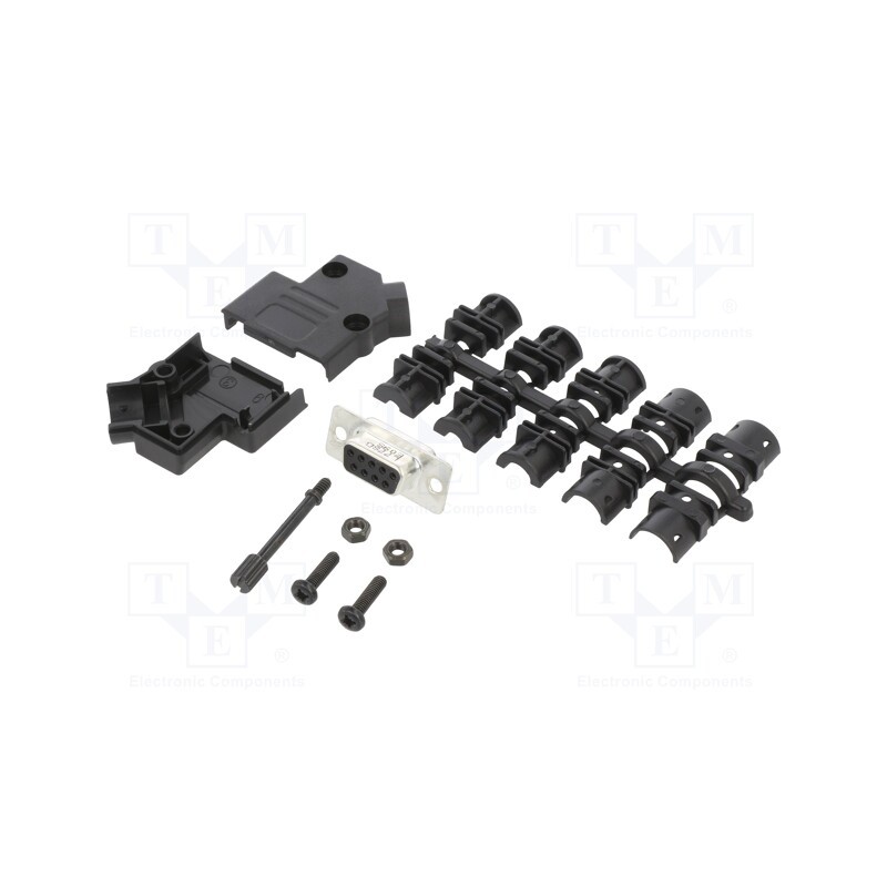 1 pcs x Amphenol Communications Solutions - L17D45PK-P-09+L77SDE09S - D-Sub, PIN: 9, female, angled 45°, soldering, for cable, g