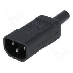 1 pcs x KAISER - 749 - Connector: AC supply, plug, male, 10A, IEC 60320, C14 (E), straight
