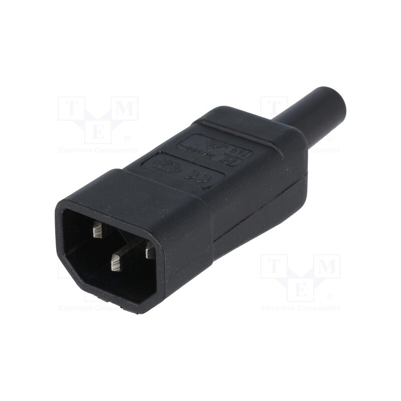 1 pcs x KAISER - 749 - Connector: AC supply, plug, male, 10A, IEC 60320, C14 (E), straight