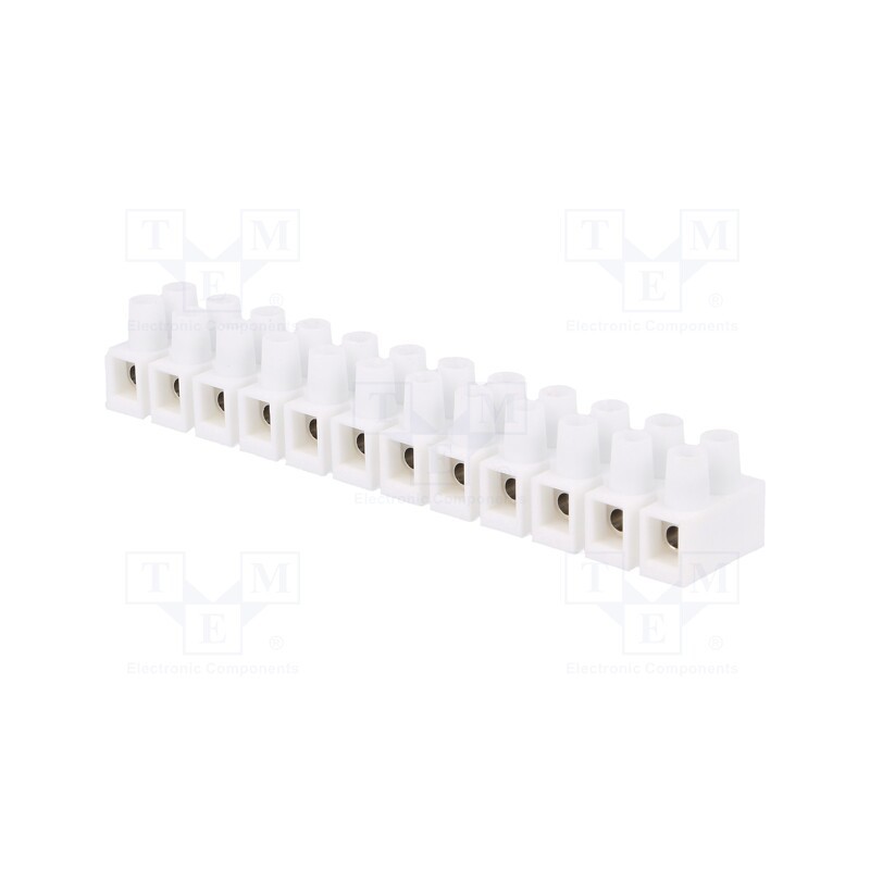 1 pcs x SIMET - 22310216 - Terminal block, screw terminal, 4mm2, 400V, 32A, ways: 12, white