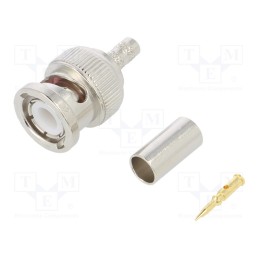 1 pcs x AMPHENOL RF - 031-320-RFX - Plug, BNC, male, straight, 50Ω, crimped, for cable, POM, gold-plated