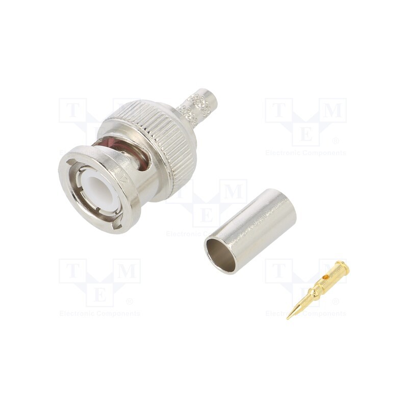 1 pcs x AMPHENOL RF - 031-320-RFX - Plug, BNC, male, straight, 50Ω, crimped, for cable, POM, gold-plated