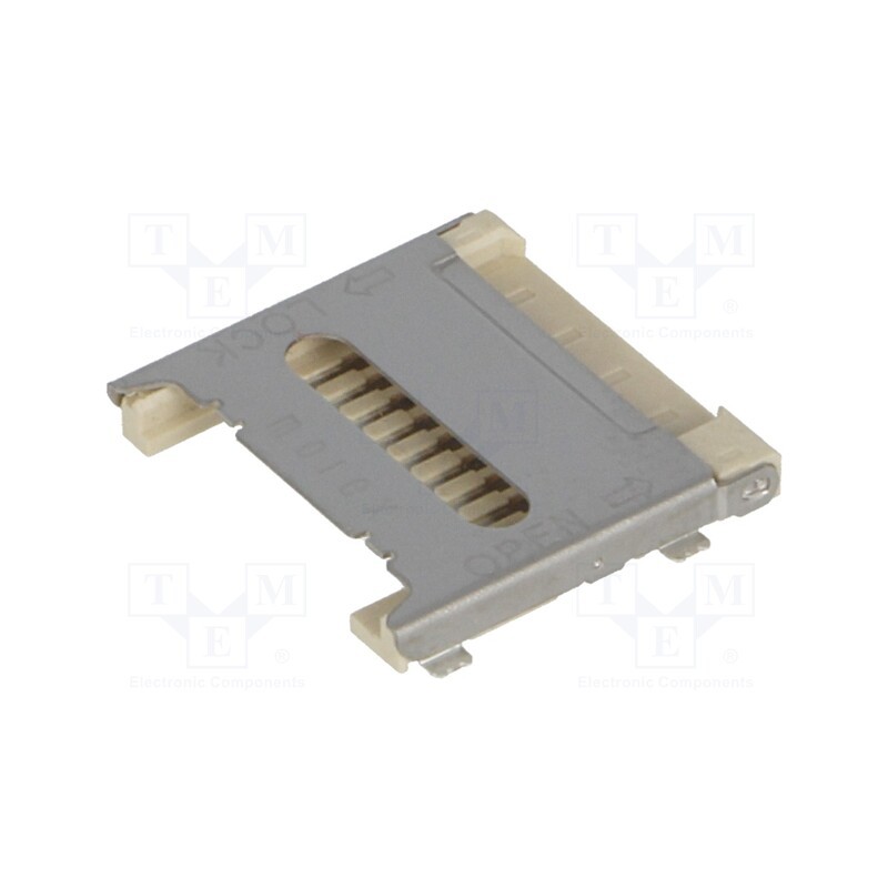 1 pcs x MOLEX - 5009010801 - Connector: for cards, microSD, shielded,with hinged cover, SMT