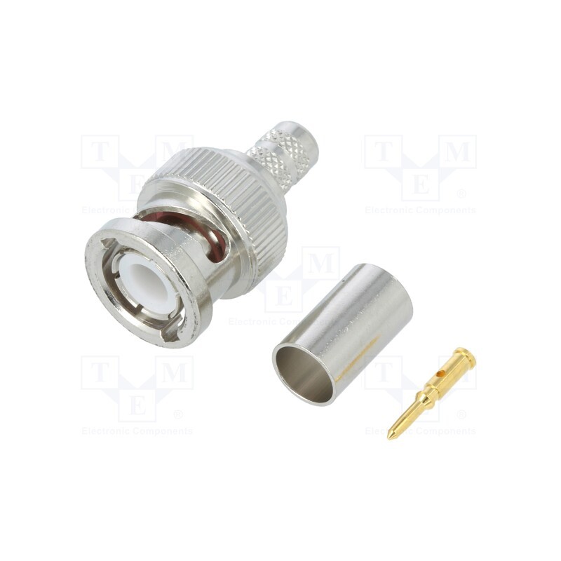 1 pcs x AMPHENOL RF - 112533 - Plug, BNC, male, straight, 50Ω, crimped, for cable, POM, gold-plated