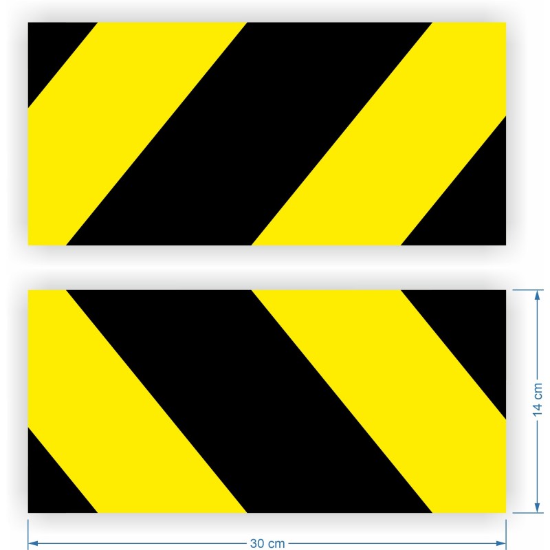 Reflective warning stripes stickers 14x30cm