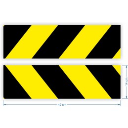 Reflective warning stripes stickers 14x49cm
