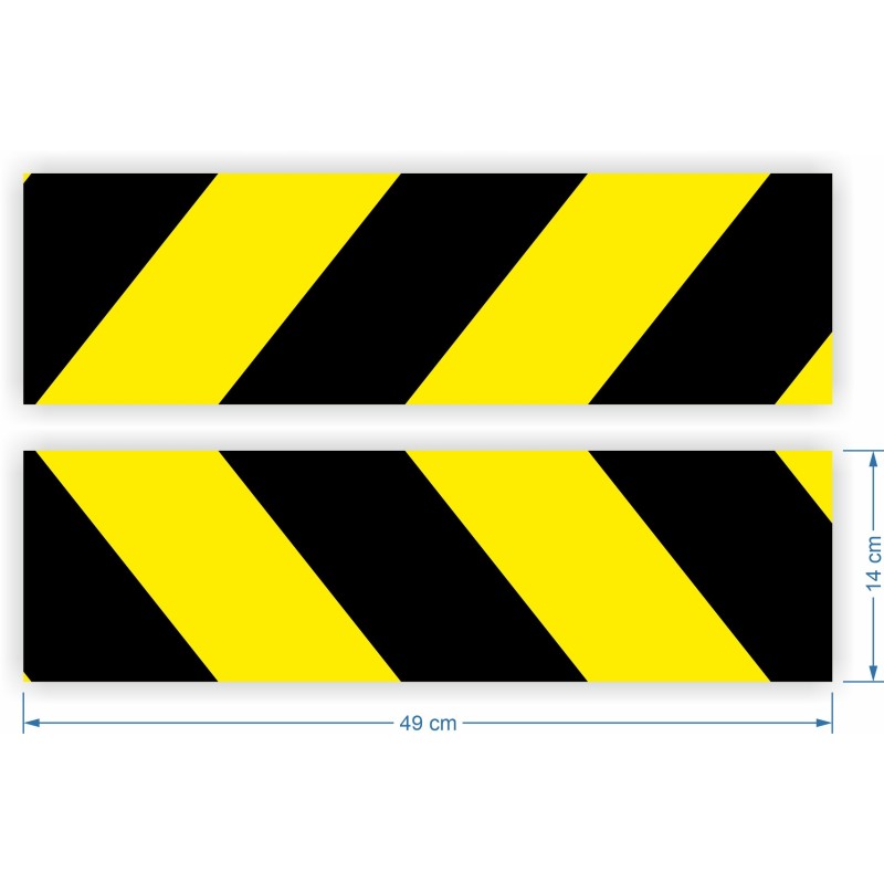 Reflective warning stripes stickers 14x49cm