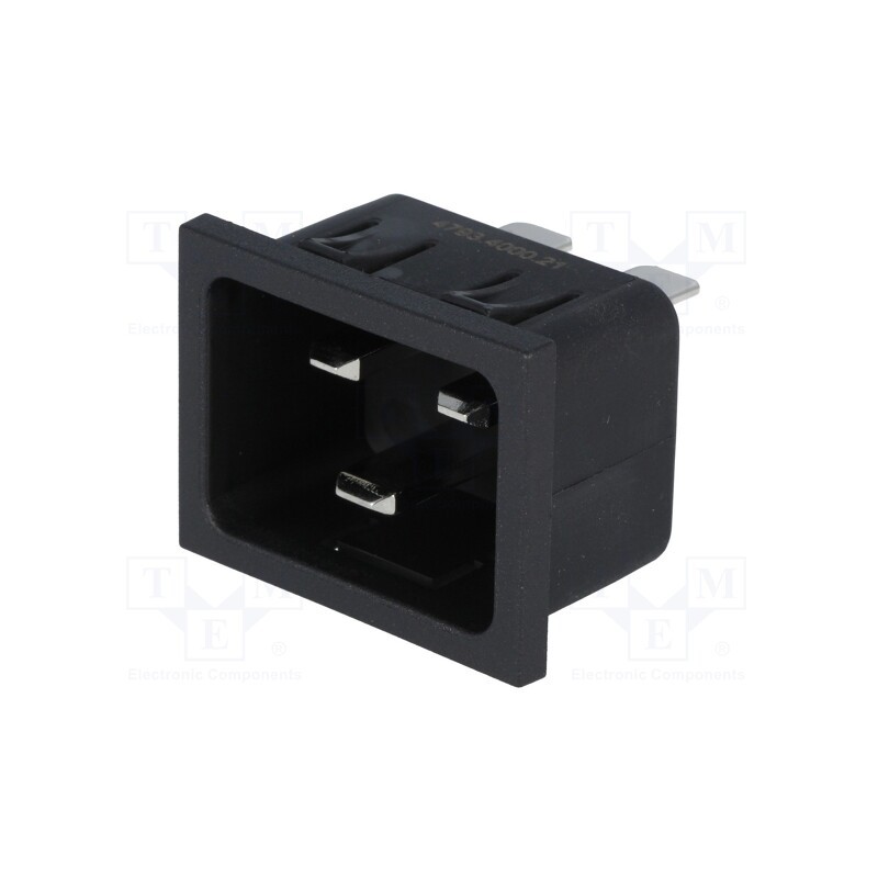 1 pcs x SCHURTER - 4793.4000.21 - Connector: AC supply, socket, male, 16A, 250VAC, IEC 60320