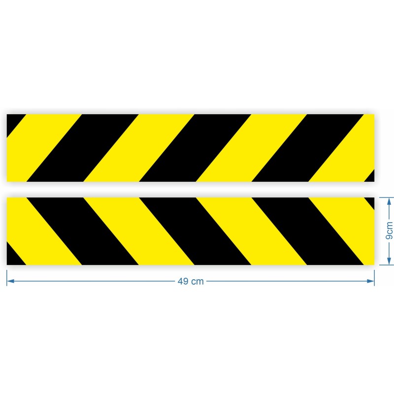 Reflective warning stripes stickers 9x49cm
