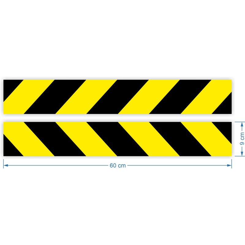 Reflective warning stripes stickers 9x60cm